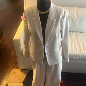 Nicole Miller Ivory Blazer and Trousers Set